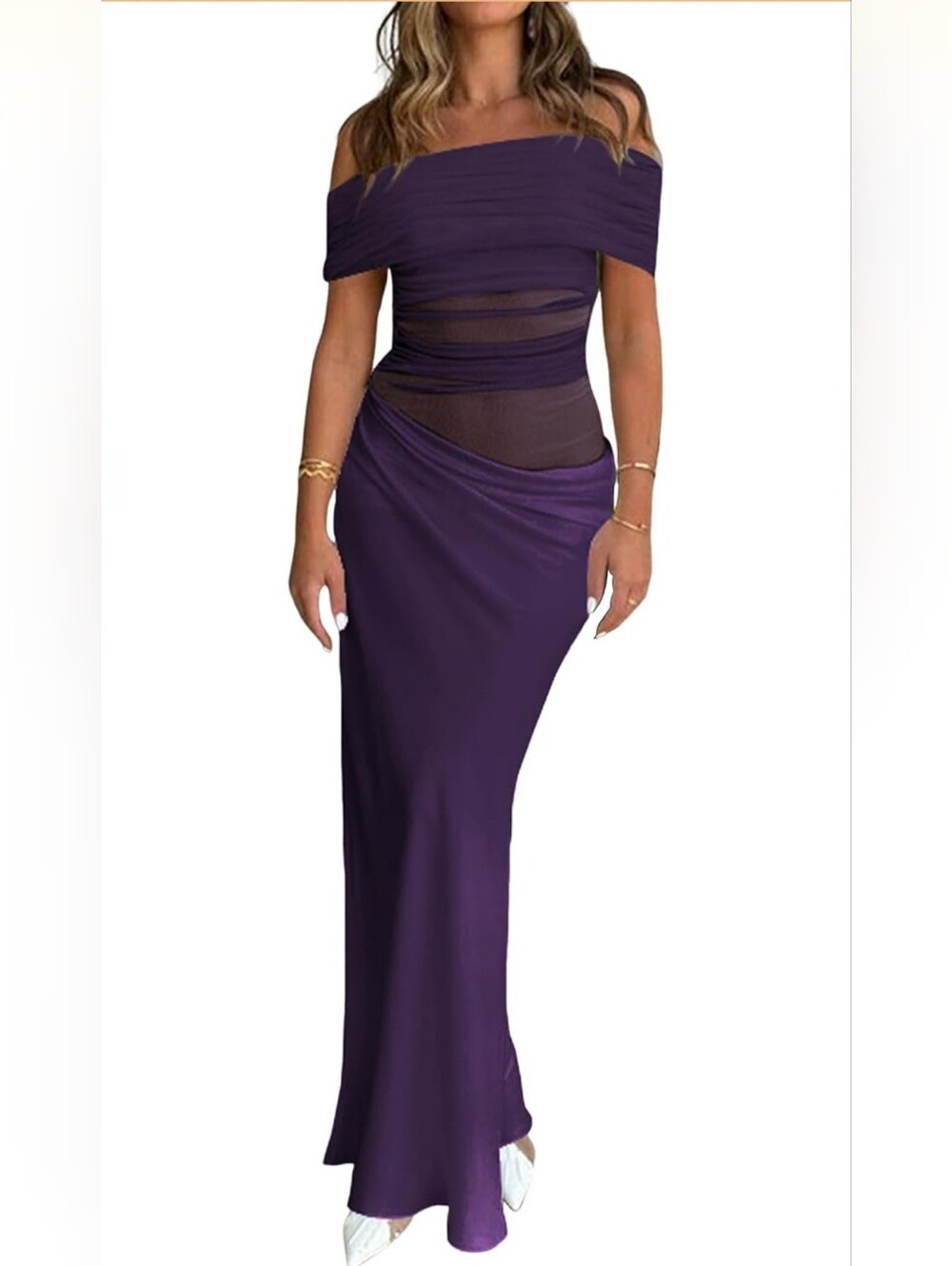 Purple Off-Shoulder Party Dress